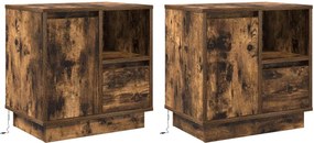 vidaXL Dulap de noapte 2 pcs Stejar fumuriu 50 x 34,5 x 50 cm