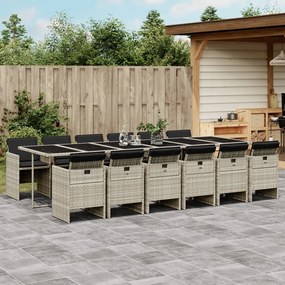 vidaXL Set mobilier de grădină cu perne 13 piese gri deschis poliratan