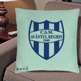 Perna Personalizata CSM Avantul Reghin 1949, 40x40 cm, Verde Menta, Husa Detasabila, Perna Inclusa, BEKZ®