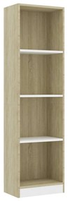 800842 vidaXL Bibliotecă cu 4 rafturi, alb/stejar sonoma, 40x24x142 cm, lemn