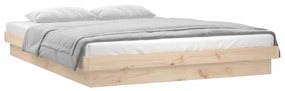 Cadru de pat cu LED, 120x200 cm, lemn masiv Maro, 120 x 200 cm