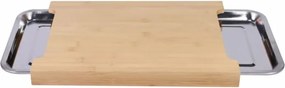 Tocător din bambus, cu tavă de scurgere din aluminiu, 40 x 2