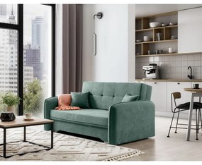 Canapea verde extensibilă/cu spațiu de depozitare cu tapițerie din chenille 155 cm Laine – ELTAP