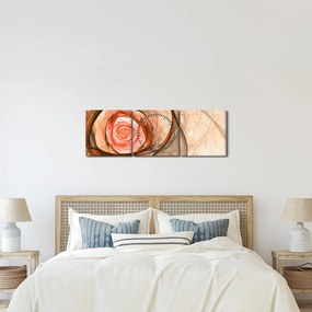 Tablou - Abstract trandafir roz cu fundal alb (cu ceas) (90x30 cm)