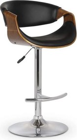 Scaun bar H100, negru/nuc, piele ecologica/otel, 53x50x88/109 cm