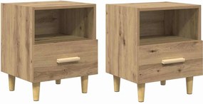 vidaXL Dulap de noapte 2 pcs Stejar Artizanal 40 x 35 x 47 cm