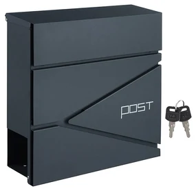 Cutie poștală modernă cu suport pentru ziare 37 x 37 x 10,5 cm gri antracit