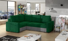 Coltar extensibil cu spatiu pentru depozitare, 235x162x90 cm, Corona L01, Eltap (Culoare: Verde / Gri catifea)