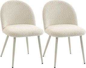HOMCOM Scaune dining, scaune bucătărie, moi tapițate cu Chenille, 50,5 x 57,5 x 78,5 cm, crem | Aosom Romania