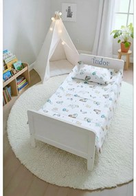 Lenjerie bumbac ranforce pat 3 piese copii 2-12 ani Dino pentru saltele 160x80 cm ASC6427968006839