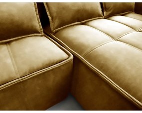 Colțar galben extensibil/cu spațiu de depozitare cu tapițerie din catifea (cu colț pe partea dreaptă/cu șezlong) Campo – ELTAP