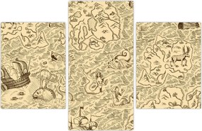 Tablou - Harta de epocă, ilustrații (90x60 cm)