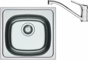 Set chiuveta bucatarie inox Franke Spark 45.5x43.5 cm cu 1 cuva finisaj texturat si baterie crom