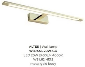 Aplica de perete LED pentru oglinda sau tablou ALTER auriu 20W