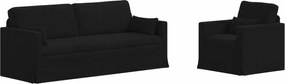 vidaXL Set de canapea 2 pcs Negru 198 x 78 x 80 cm țesătură