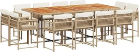 vidaXL Set mobilier de grădină cu perne, 13 piese, bej, poliratan