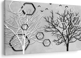 Tablou abstract cu pomi (90x60 cm)