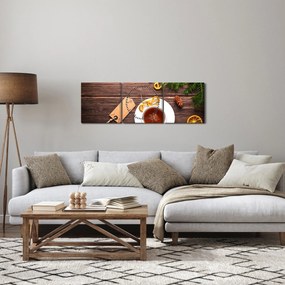 Tablou - ceașca cu decorații (cu ceas) (90x30 cm)