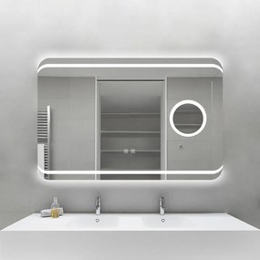 Oglindă Baie LED și Dezaburire Elit's Premium cu Senzor Touch, Lumina Rece, Caldă și Neutră, 90x60cm, Lupa Cosmetica esn141