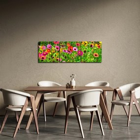 Tablou cu flori de luncă (cu ceas) (90x30 cm)