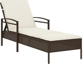 vidaXL Șezlong cu pernă, maro, 63x200x81 cm, poliratan