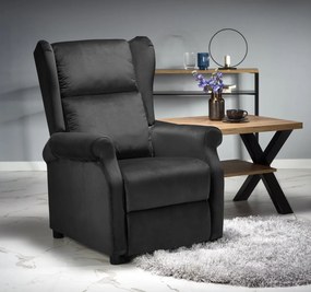 Fotoliu recliner Agustin 2 velvet negru H107 cm