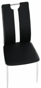Scaun, negru / alb, piele ecologică / crom, SIGNA