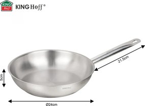 Tigaie Kinghoff KH 2019, Otel inoxidabil - 21CT, 24 cm, Uz casnic si profesional, Cuptor pana la 240°C, Toate plitele inclusiv inductie, Argintiu