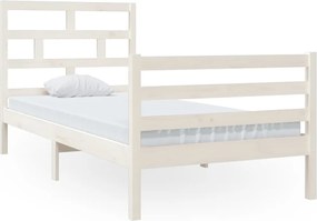 vidaXL Cadru de pat ,alb, 90x200 cm, lemn masiv de pin