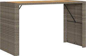 vidaXL Masă bar grădină, blat lemn acacia, gri 185x80x110 cm poliratan