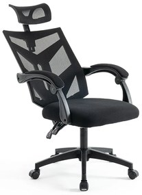 Scaun tip gaming din mesh negru, cu spatar rabatabil ergonomic OFF 434
