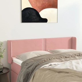 3118681 vidaXL Tăblie de pat cu aripioare roz 147x16x78/88 cm catifea