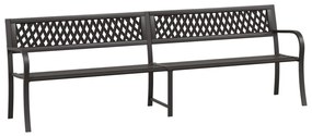 317131 vidaXL Bancă dublă de grădină, negru, 246 cm, oțel