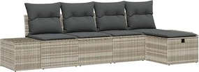 vidaXL Set de canapele pentru grădină 5 pcs Gri deschis poliratan
