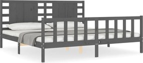 vidaXL Cadru pat cu tăblie 200x200 cm, gri, lemn masiv