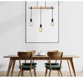 Lustra cu 3 pendule design rustic Gregor negru, natural