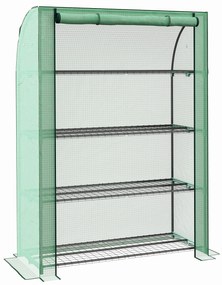 Outsunny Mini seră de grădină cu 4 etaje cu husă PE consolidată, ușă rulabilă și rafturi 120 x 50 x 170 cm, verde | Aosom Romania