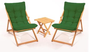 Set mobilier de grădină masă și scaune Kikadu 5 (verde + natural) (pentru 2 persoane). 1093852