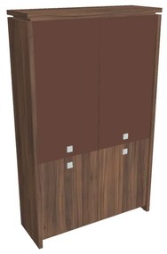 Dulap înalt Verno 128 x 46 x 210 cm, uși combinate, nuc / maro
