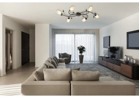 Plafoniera rustica metal ruginiu cu 6 brate VENEZIA
