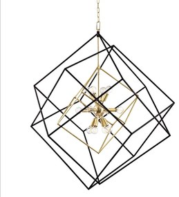 Lustra suspendata LUX design geometric ROUNDOUT alama antichizata, cu 12 surse de lumina