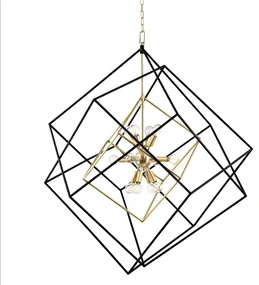 Lustra suspendata LUX design geometric ROUNDOUT alama antichizata, cu 12 surse de lumina