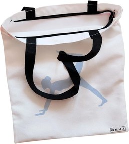 Sacosa de Panza pentru Cumparaturi, Geanta Tote, Yoga 5, Cu fermoar, 38x34.5 cm, Alba, BEKZ®