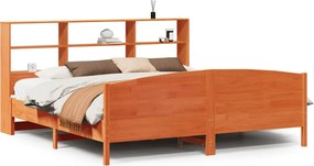 vidaXL Pat cu bibliotecă fără saltea maro 180x200 cm lemn masiv de pin