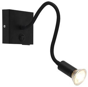 Lampă de perete modernă flexibilă USB neagră - Zeno