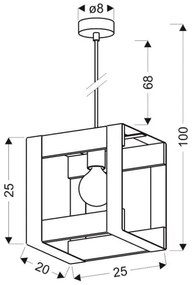 Lustră pe cablu VARNA 1xE27/40W/230V lemn