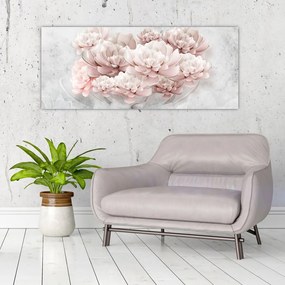 Tablou - Flori roz pe perete (120x50 cm)
