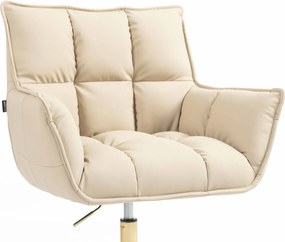 HR560N Scaun Crem Piele Ecologica Premium Soft cu Bază Aurie