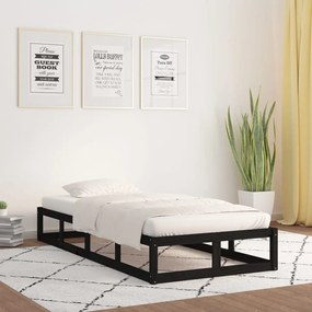 820785 vidaXL Cadru de pat, negru, 90x200 cm, lemn masiv