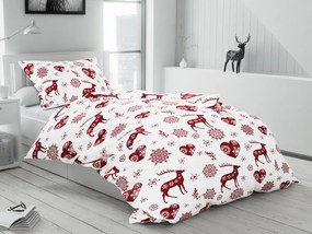 Lenjerie de pat din bumbac alba HEARTS AND REINDEER Dimensiune lenjerie de pat: 70 x 90 cm | 140 x 200 cm